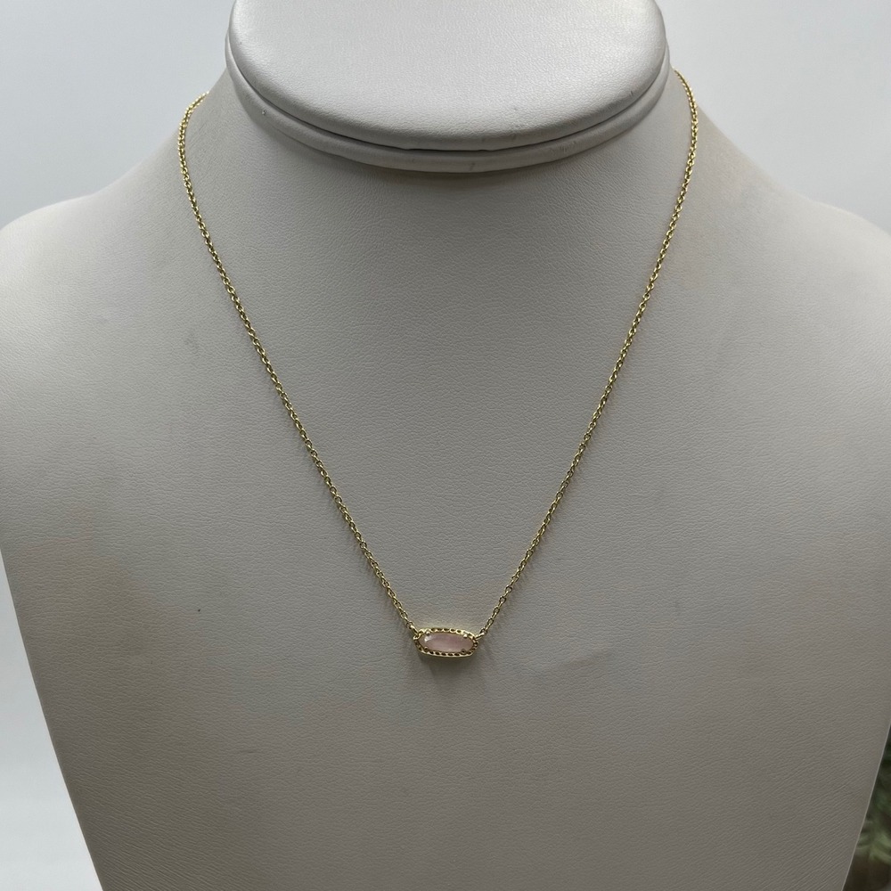 Kendra Scott Mini Elisa Rose Quartz Gold Plated Satellite Pendant Necklace